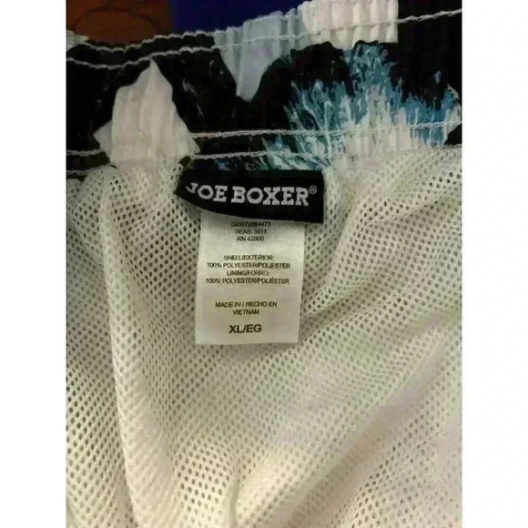 Joe Boxer Board Shorts Mens XL Swim Trunks lined Beach Surf Blue Black White - Picture 5 of 5